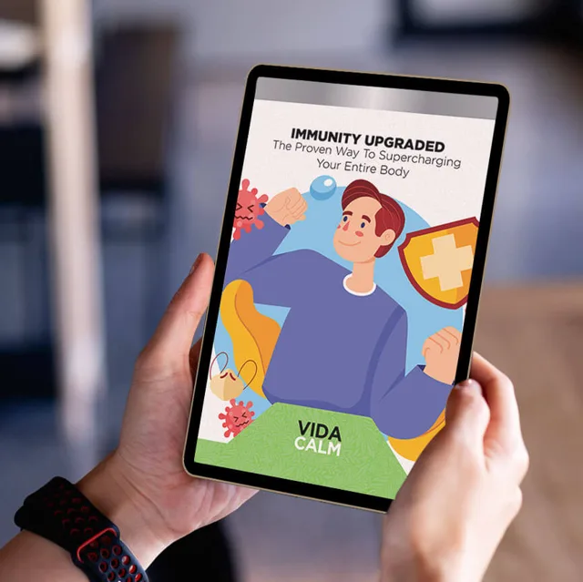 VidaCalm immunity-themed digital bonus guide displayed on a tablet