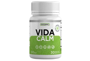 VidaCalm single-bottle supplement package with green and white label